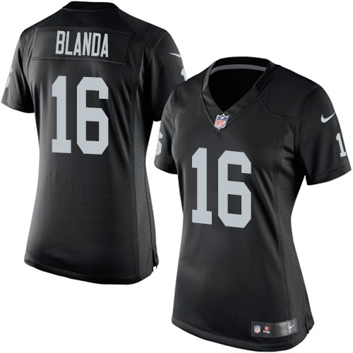 Women's Limited George Blanda Nike Jersey Black Home - #16 NFL Oakland Raiders